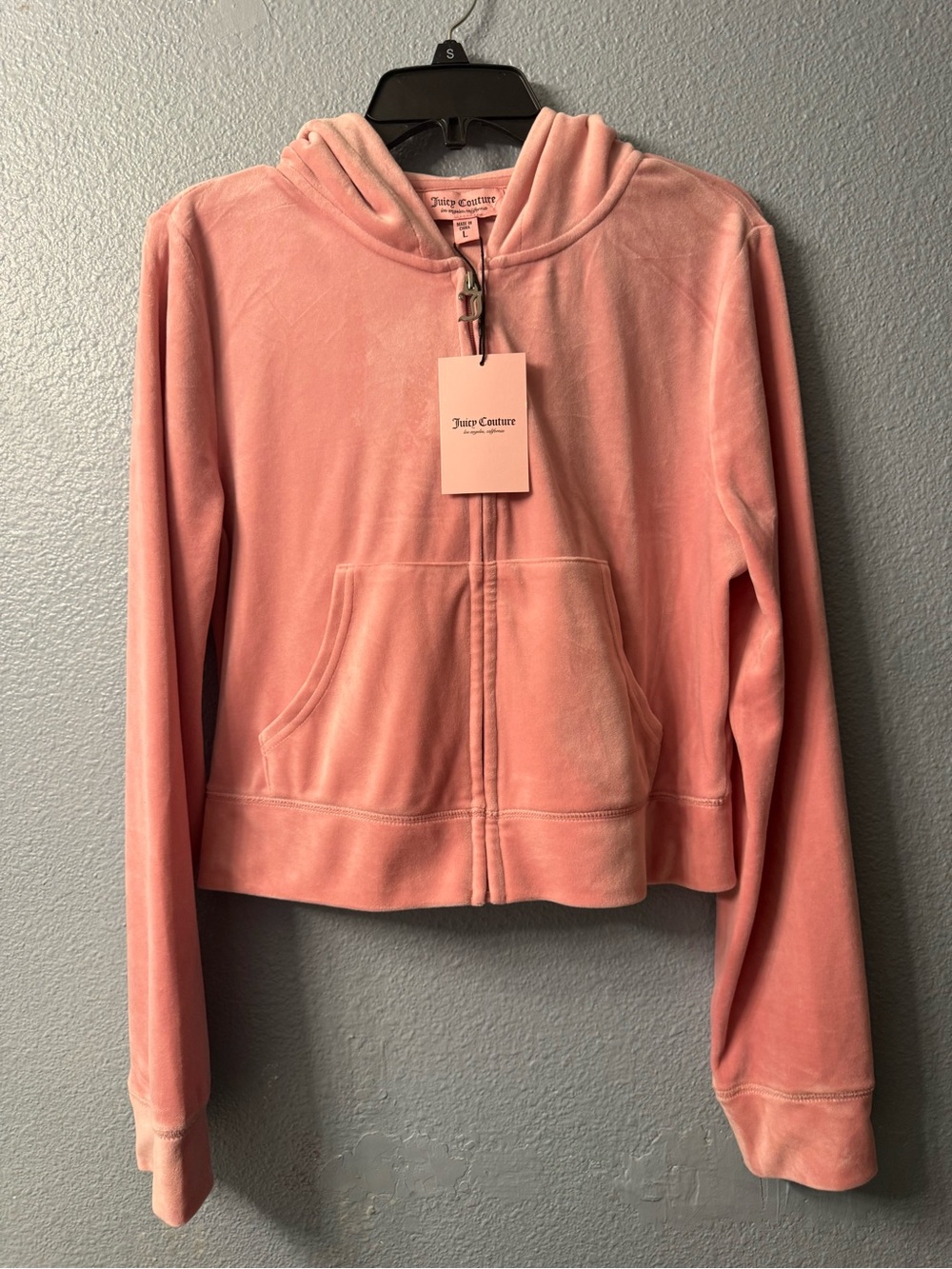 Juicy Couture Blush Pink Velour Hooded Zip Jacket set nwt size large